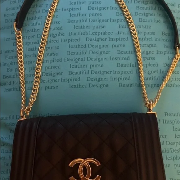 Designer Indpired Black Quilted Leather Shoulder Bag - Picture 2 of 16